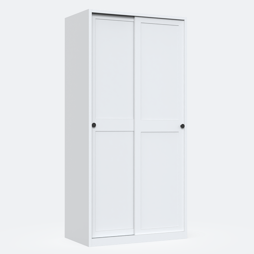 Lemari Pakaian Besi 2 Pintu Manufacturer Supply Bedroom Wardrobe with Sliding Door