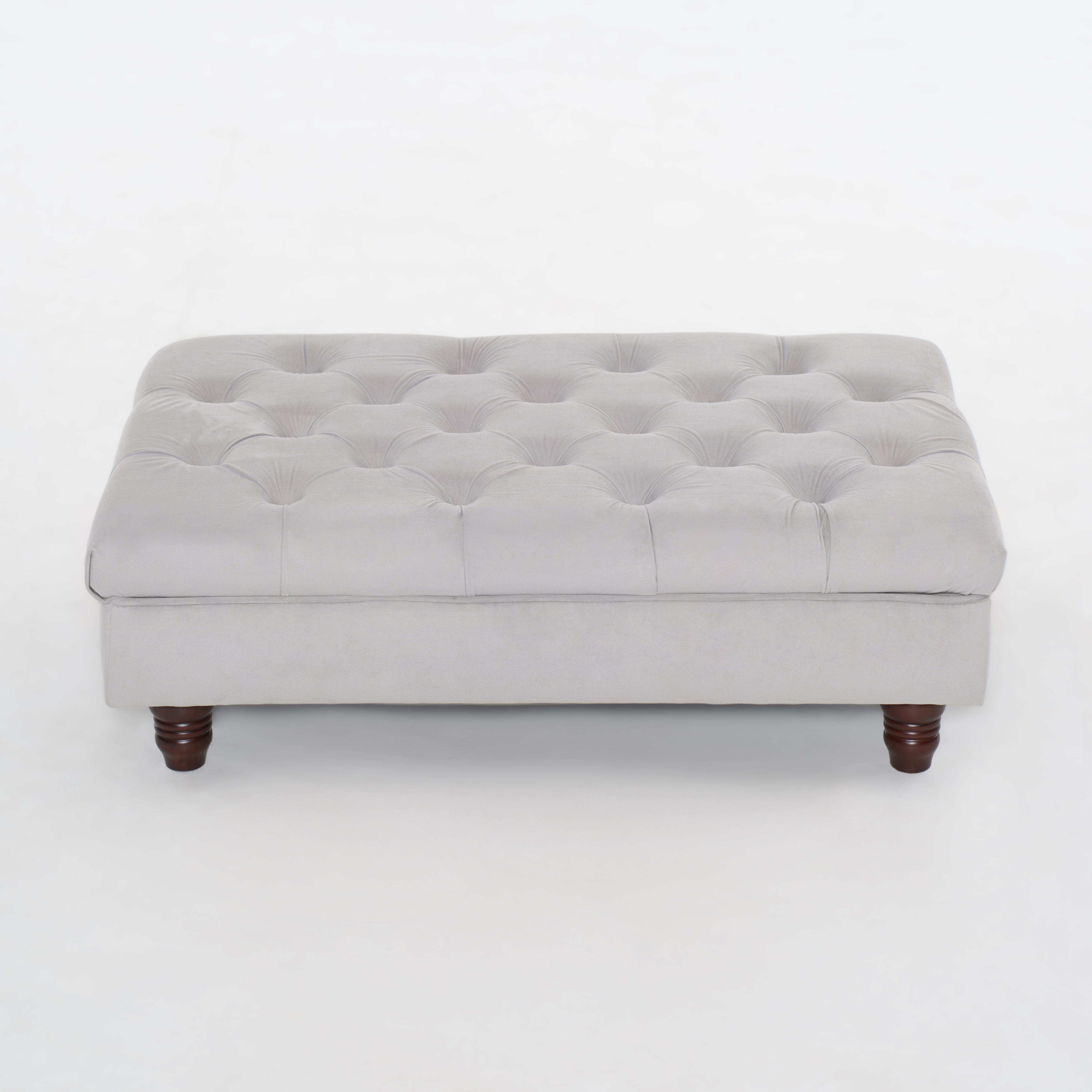 Modern 51-inch Light Grey Storage Ottoman Fabric End Bed Bench Sofa Stool Adjustable Height Home Office Living Room Entryway