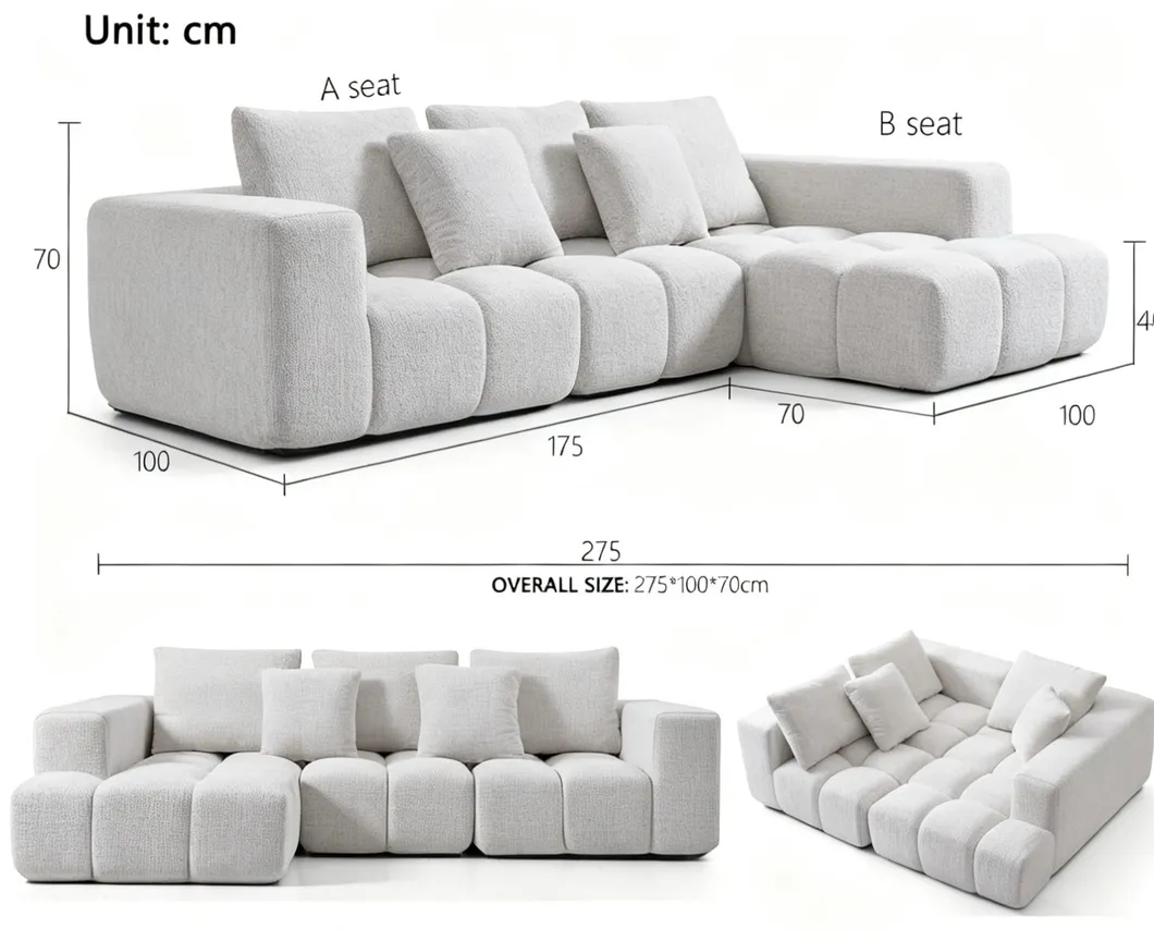 Modern Cream Velvet Sectional Sofa for Small Apartments Detail