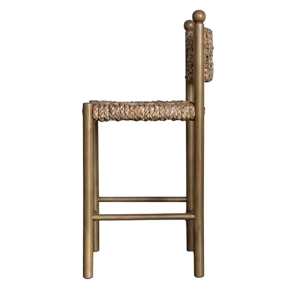 Modern Natural Woven Backrest Armchair Hand-woven Seaweed bar stool High Legged Chair Suitable For Hotels And Restaurants