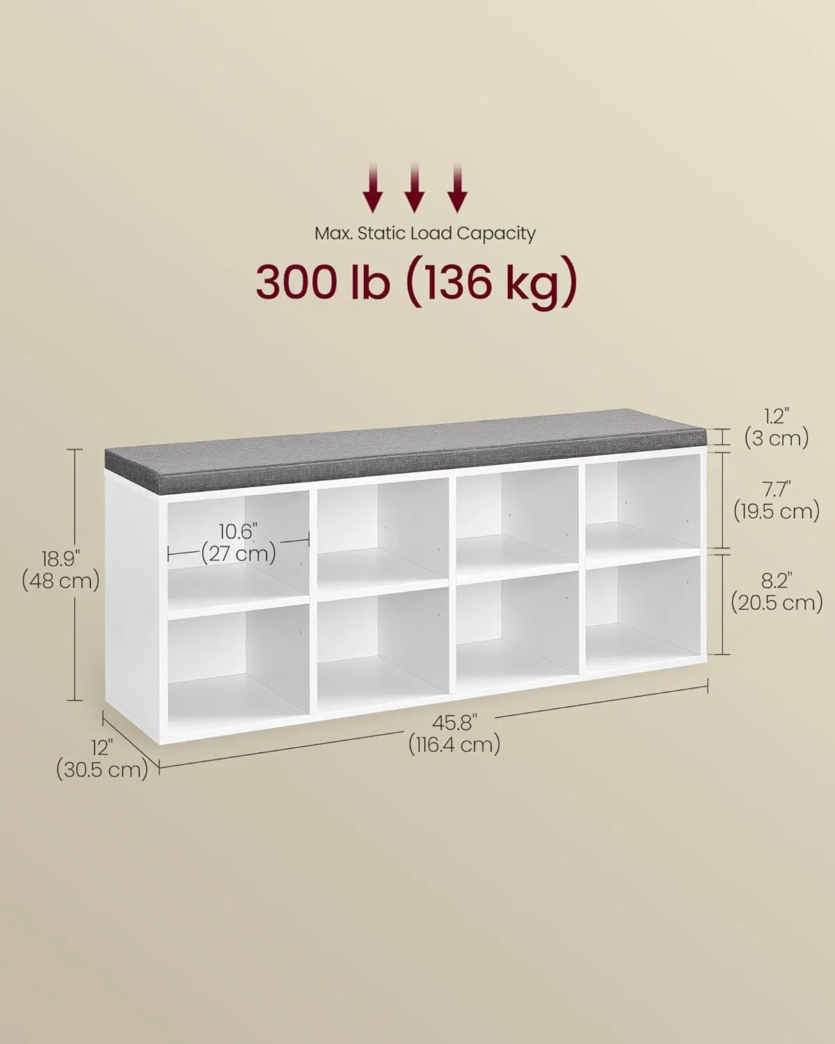 Eco-Friendly Storage Bench with Comfortable Cushion for Entryway