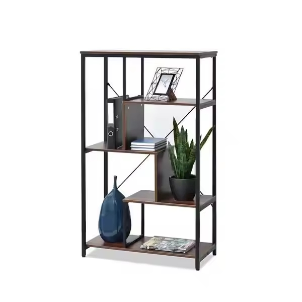 Bookshelf Book Shelves with Metal Frames Wood Shelves Organizer Display Rack