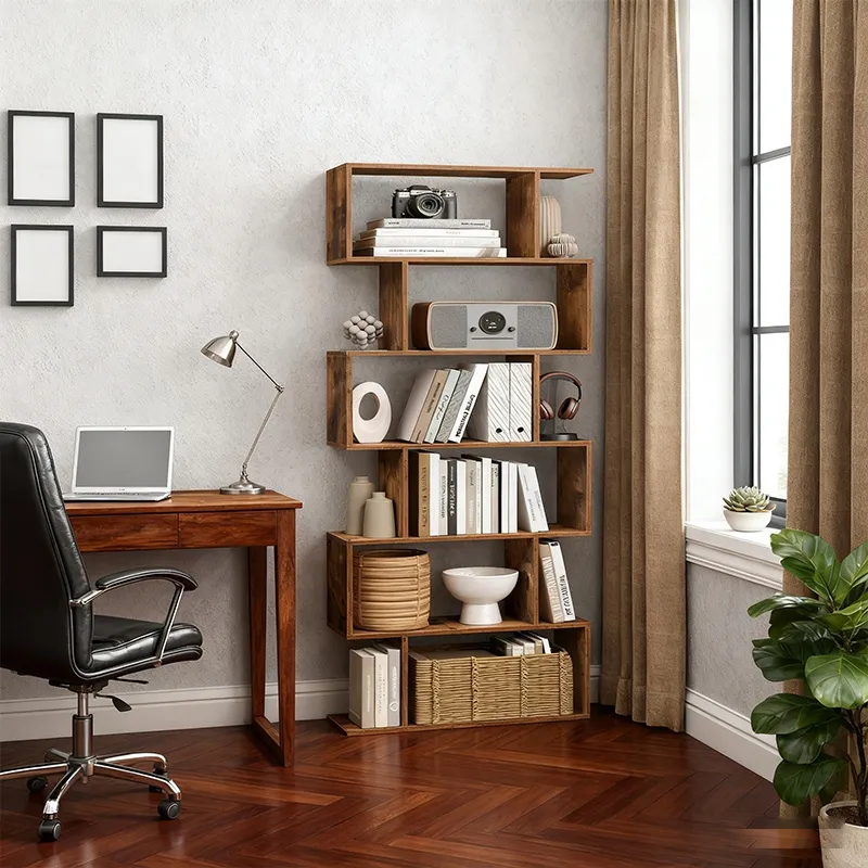 5-Tier Bookcase Tall Display Shelf Freestanding Storage Shelf Bookshelf for Home Office Living Room Bedroom Study