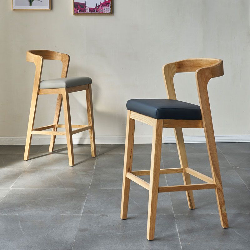 Modern Bar Chair Wood Base