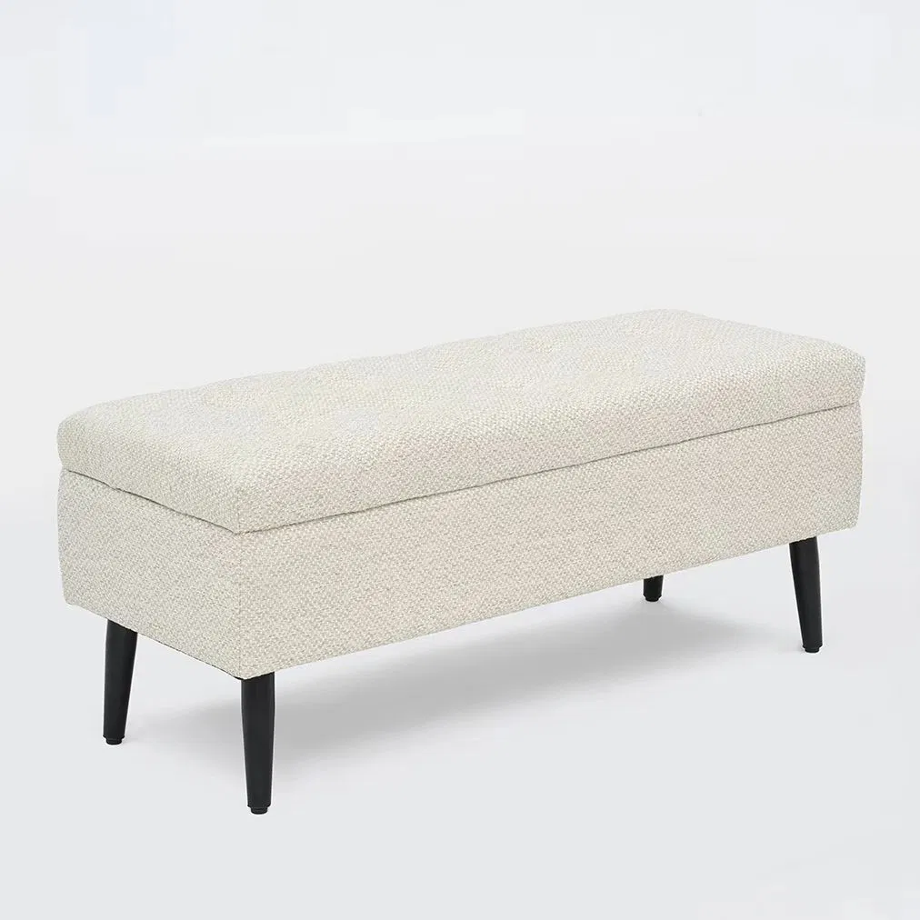 Nordic White Upholstered Storage Bench Entryway Bench and Living Room Footrest Footstool