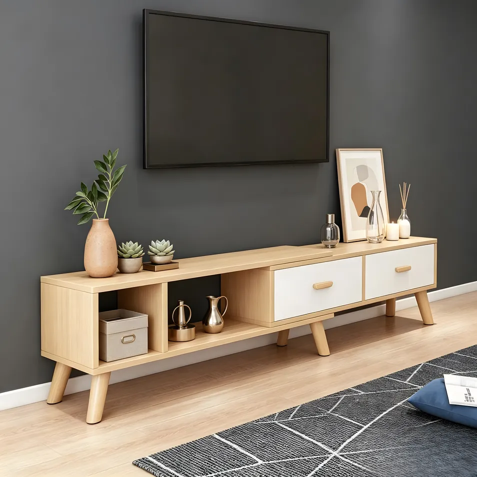 Minimalist TV Stand Cabinet Wooden Media Console for Living Room Home Furniture Storage