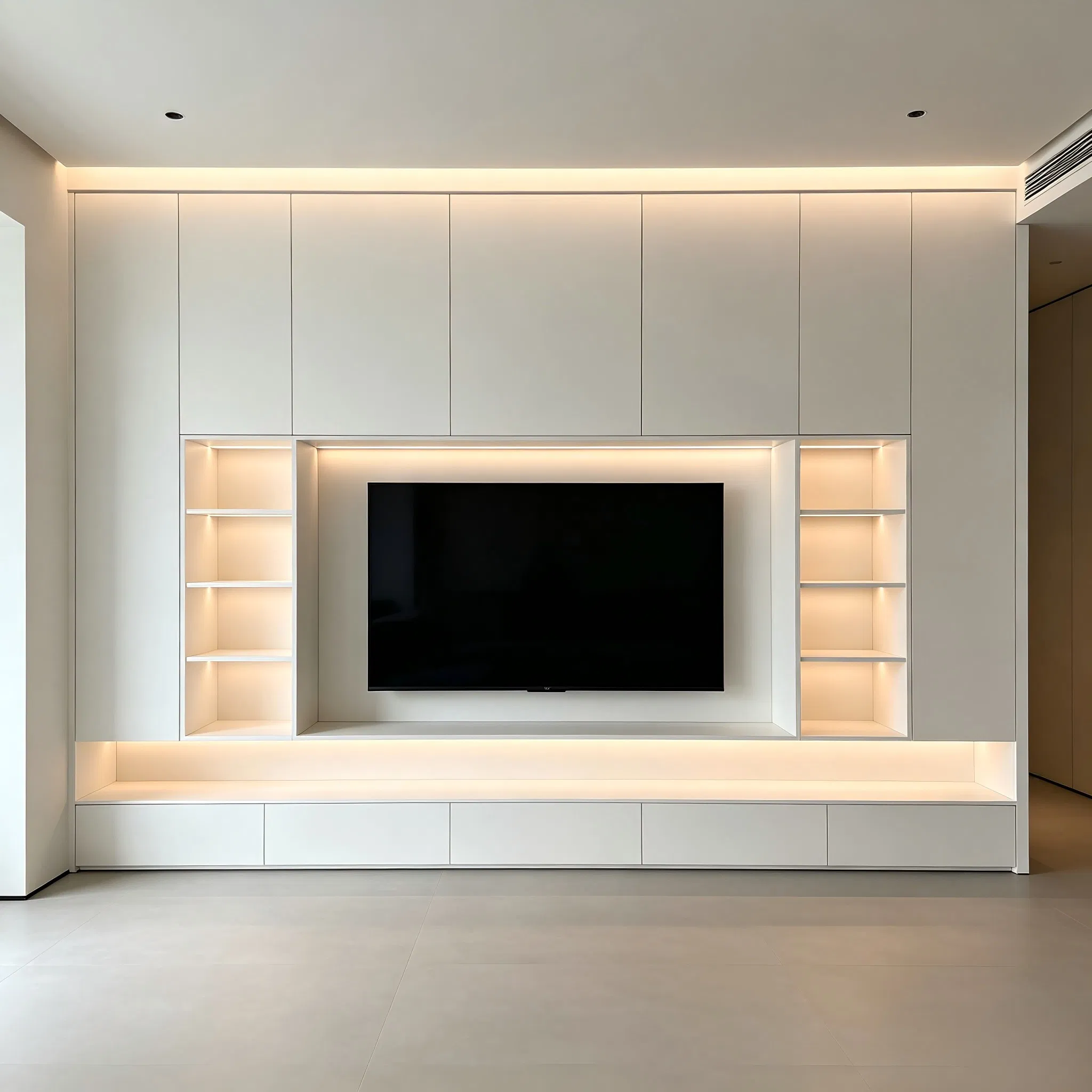 Wall-Mounted Matte / High Gloss Ultra-Matte Wood Grain Wall Mounted Media Console