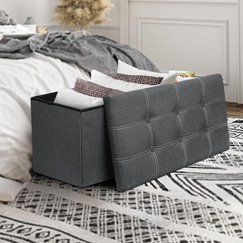 Living Room Bedroom Folding Storage Ottoman Storage Organizer Stool Foot Rest Stool Bench
