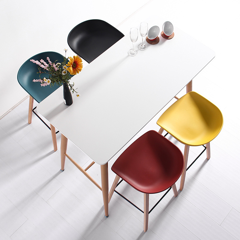 Modern Simple Nordic Solid Wood Casual Designer Commercial Bar Chair High Stool
