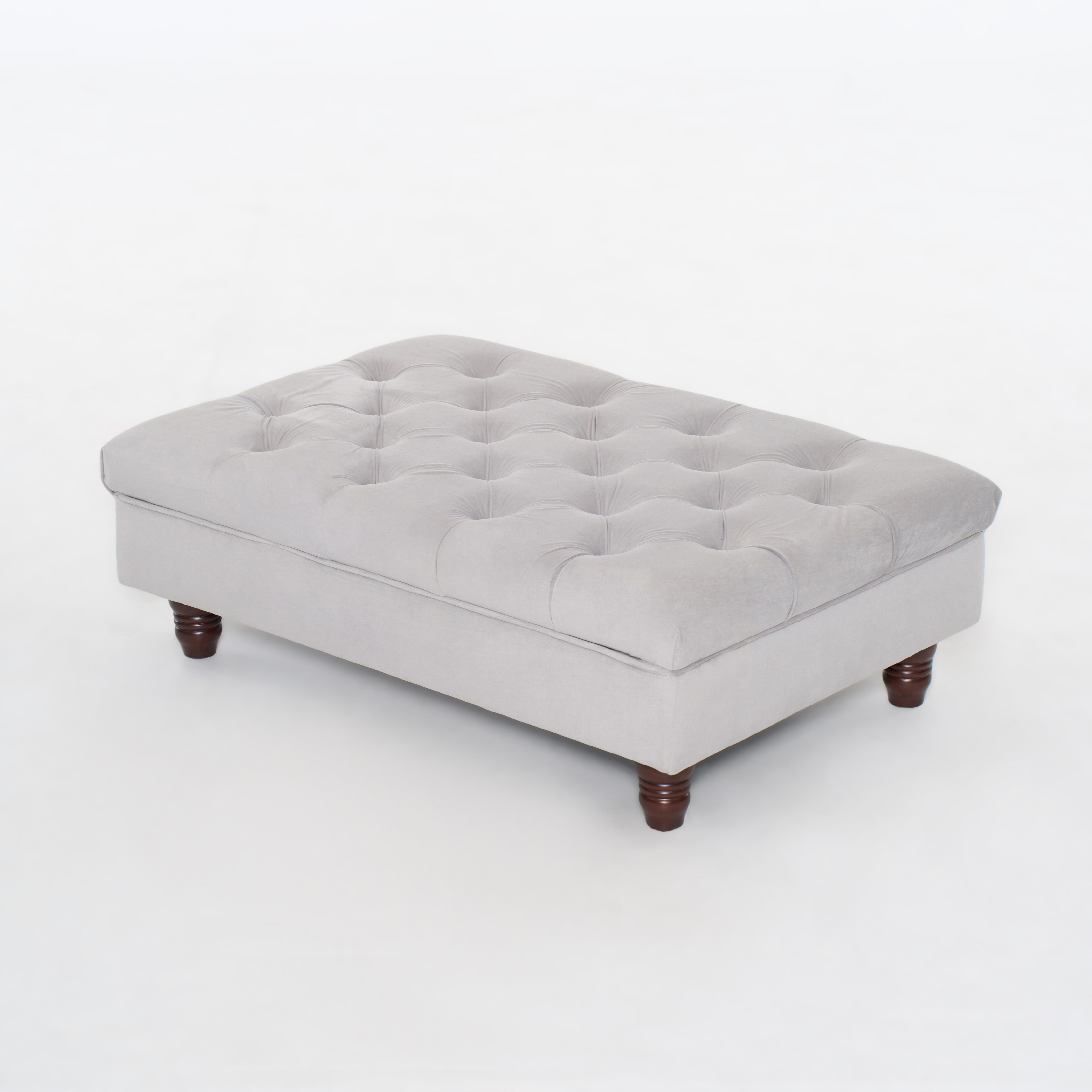 Modern 51-inch Light Grey Storage Ottoman Fabric End Bed Bench Sofa Stool Adjustable Height Home Office Living Room Entryway