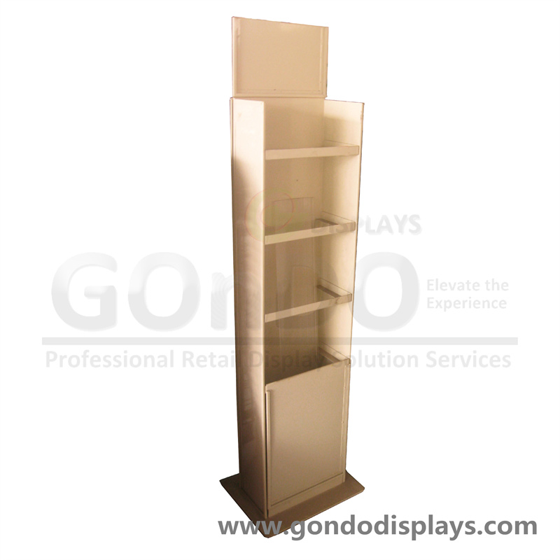 Retail Display Design 4-Sided Wooden Book Shelf with Metal Wire Shelves