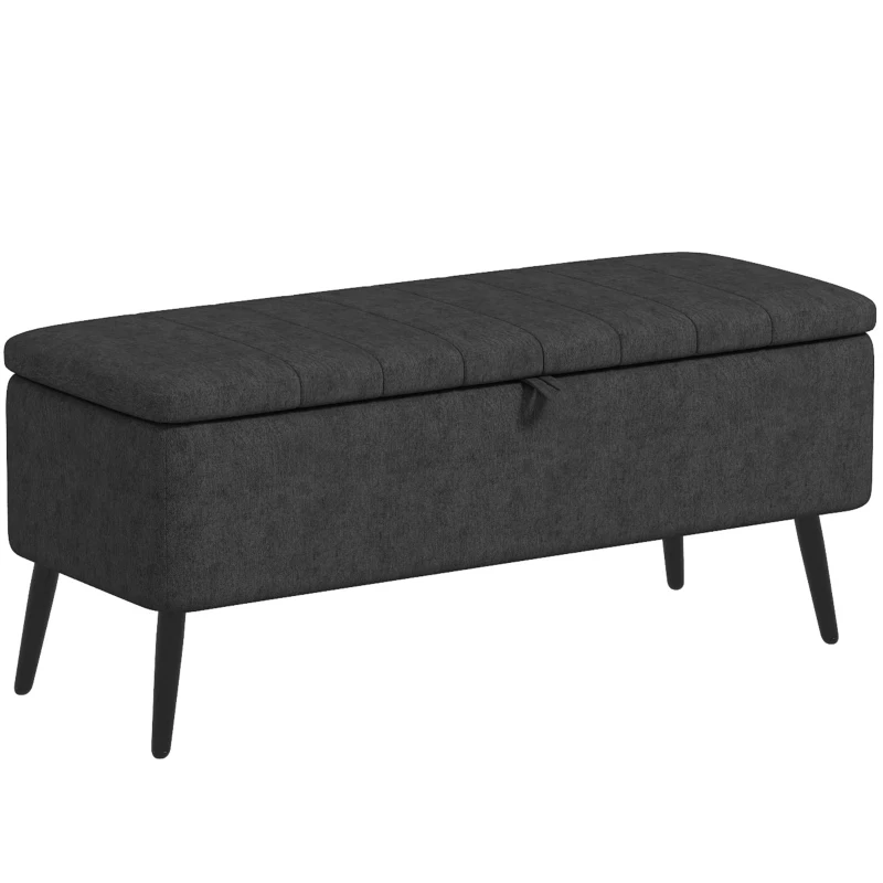 CARLFORD Hydraulic Lift Long Bench Shoe Stool Multi-Functional Soft Flannelette Ottoman for Home Porch Bedroom Hotel Storage