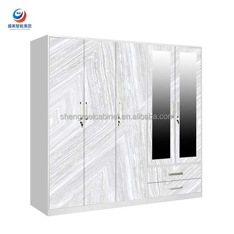 Freestanding Minimalist Large Capacity Steel Wardrobe Heavy Duty Metal Armoire 3 Shelves Waterproof Clothes Locker for Dorm