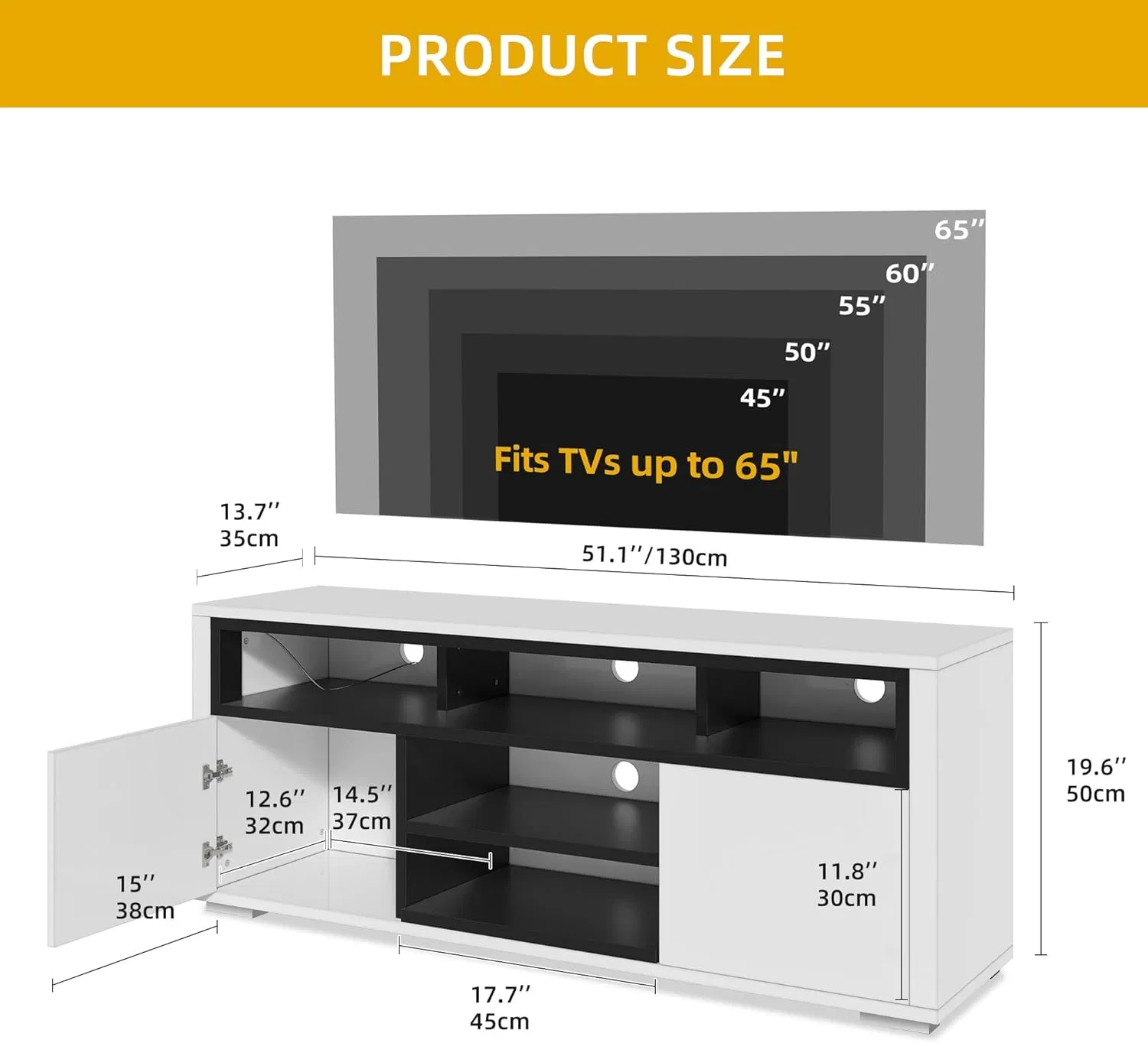 Modern High Glossy Wood TV Console Table for Home Living Room Gaming Media Stand