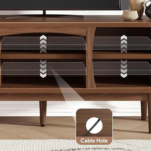 Elegant Walnut Color Media Console for Living Room TV
