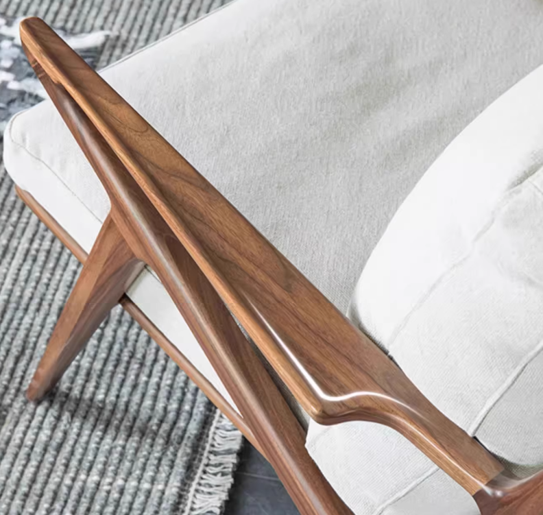 Wholesale Minimalist Living Room Chair Solid Wood Fabric Single Armchair