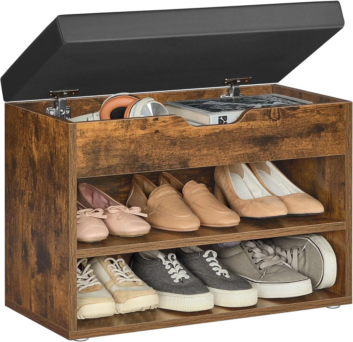 Eco-Friendly Storage Bench with Comfortable Cushion for Entryway