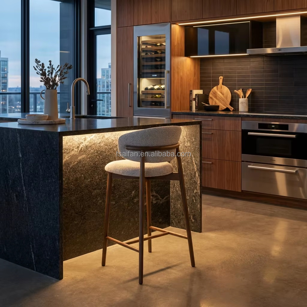 Modern Bar Stools For Kitchen Island, Luxury Velvet Counter Height Chairs With Backs, Breakfast Bar Stools For Home &amp; Commercial