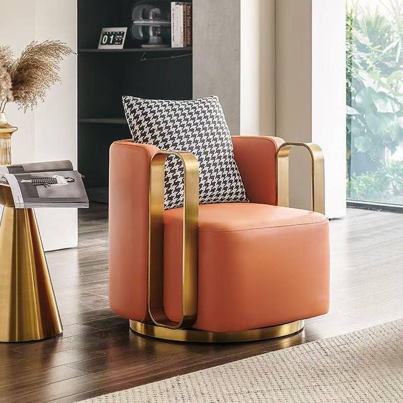 Luxury Single Arm Swivel Accent Chair High Quality Fabric Design for Dining Hotel Lobby Modern Living Room