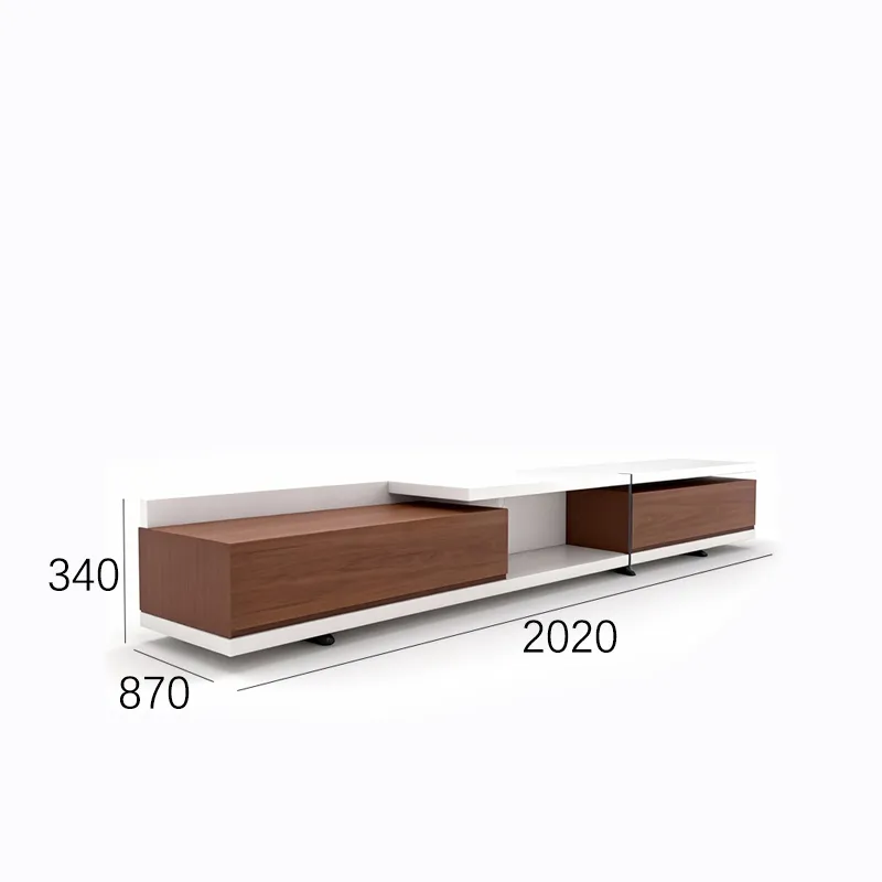 Horizon Linear Dual-Tone Media Console Walnut Texture