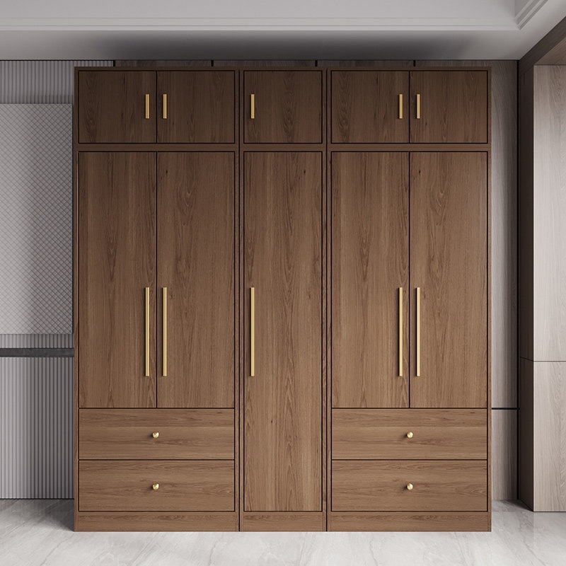 Modern Simple MDF Wooden Wardrobe Bedroom Storage Cabinet Small Apartment Economical Swing Door Armoire Furniture