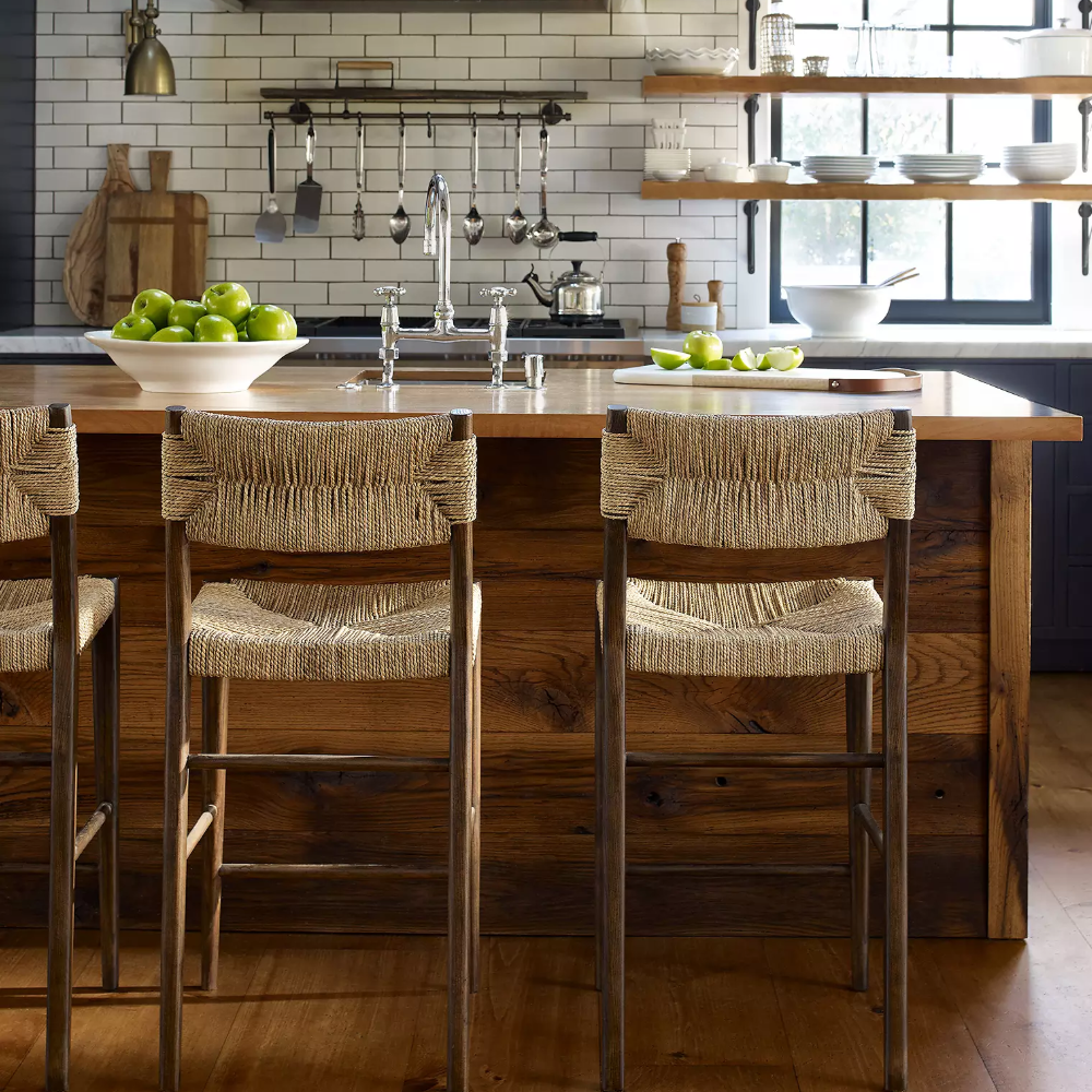Modern American-style Solid Oak Handmade Bar Stool Dining Chair For Home Bar &amp; Restaurant Use