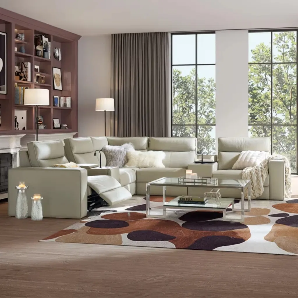 Luxury Corner Electric Recliner Sectional Sofa Set Detail