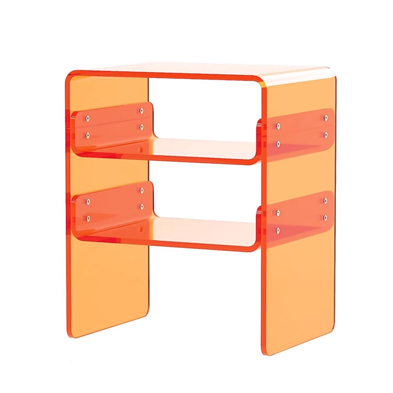 Pink Acrylic Side Table and Book Display Shelf Modern Furniture for Bedroom Office