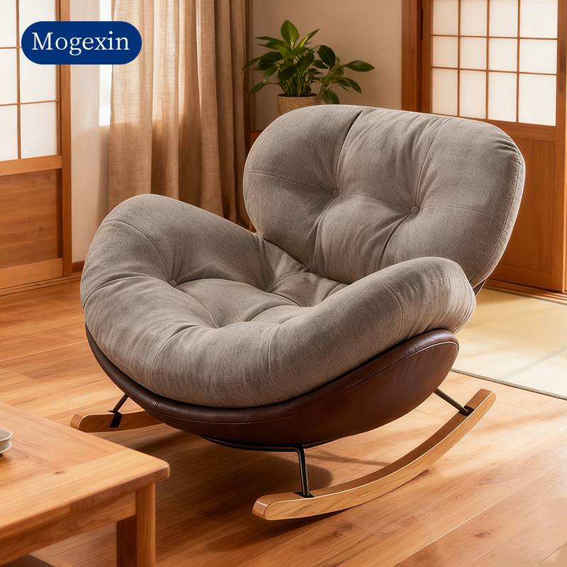 Modern Luxury Sofa Egg Swing Rocking Chair For Bedroom Terrace &amp; Living Room-Fabric Single Sofa Lazy Chair