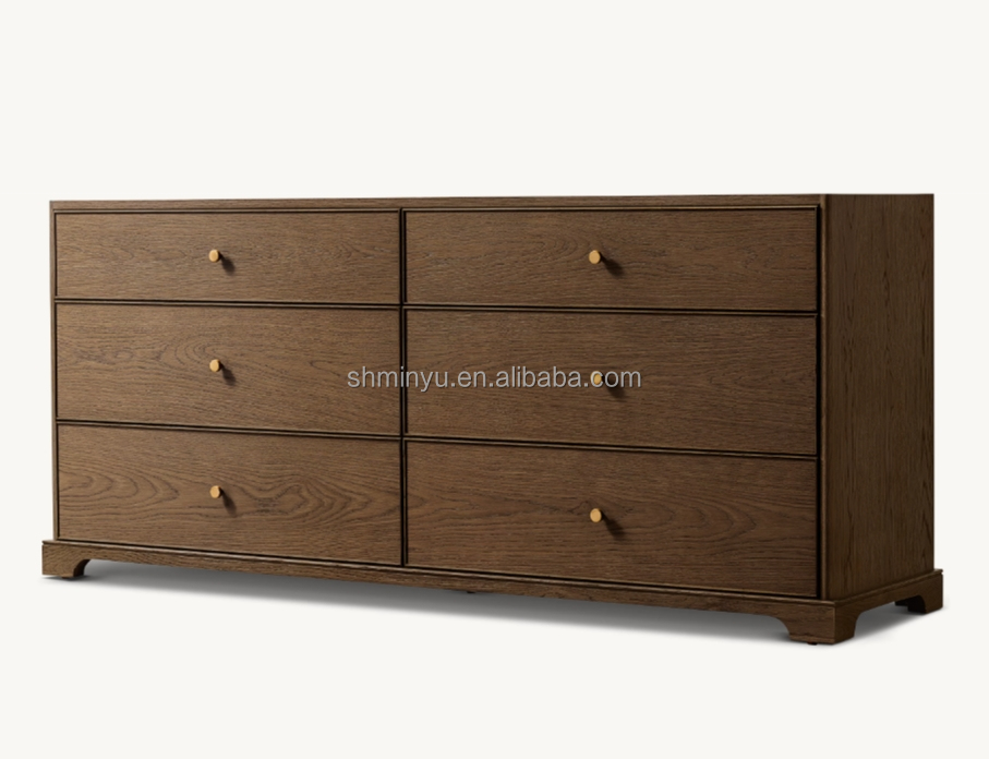 Minyu 2024 New Design Luxury Classic Solid Wood 6-drawer Dressers Living Room Furniture Chest Cabinet