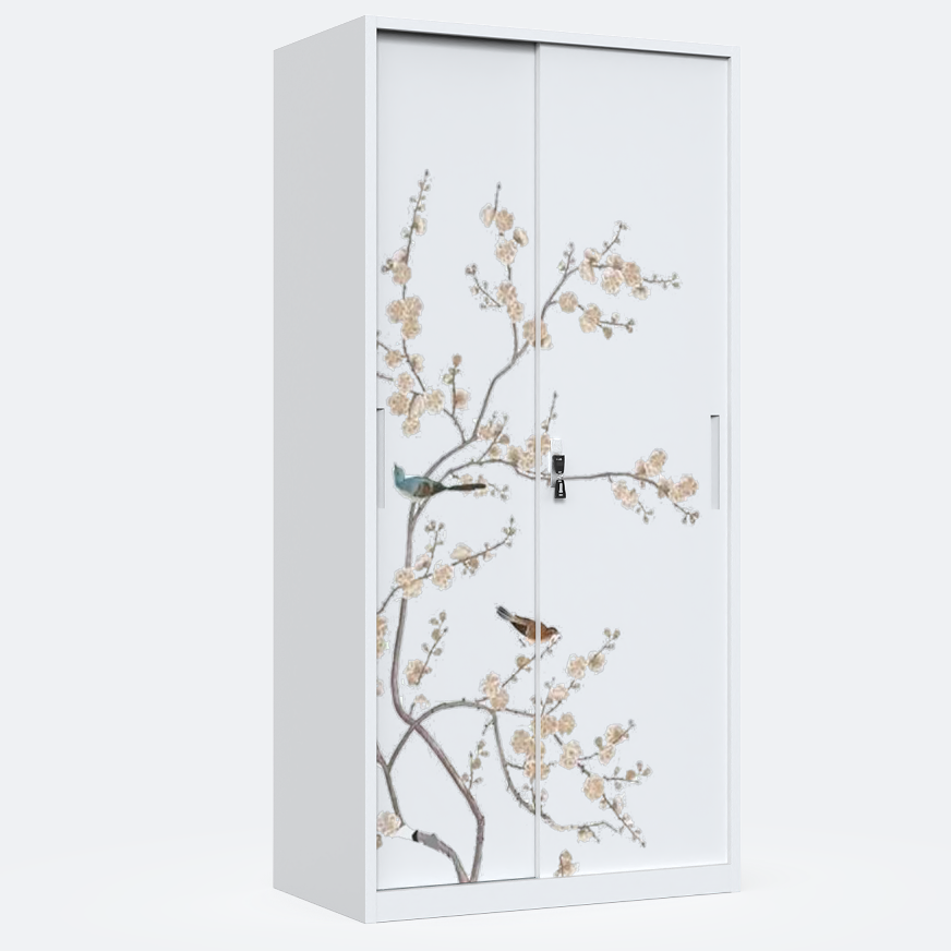Lemari Pakaian Besi 2 Pintu Manufacturer Supply Bedroom Wardrobe with Sliding Door