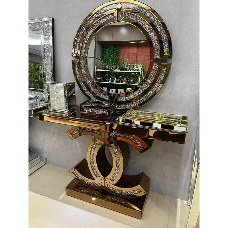 Glass Console Table with Mirror Option 5