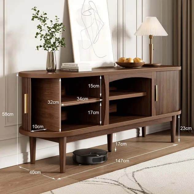 Modern Spacious Media Console for Stylish Living Room Storage