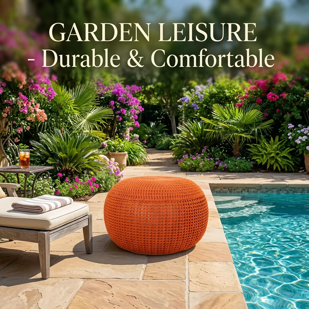 Knitted Stackable Foldable Pouf Ottoman Adjustable Soft Multifunctional Portable Stool for Bedroom Apartment Entry & Outdoor Use
