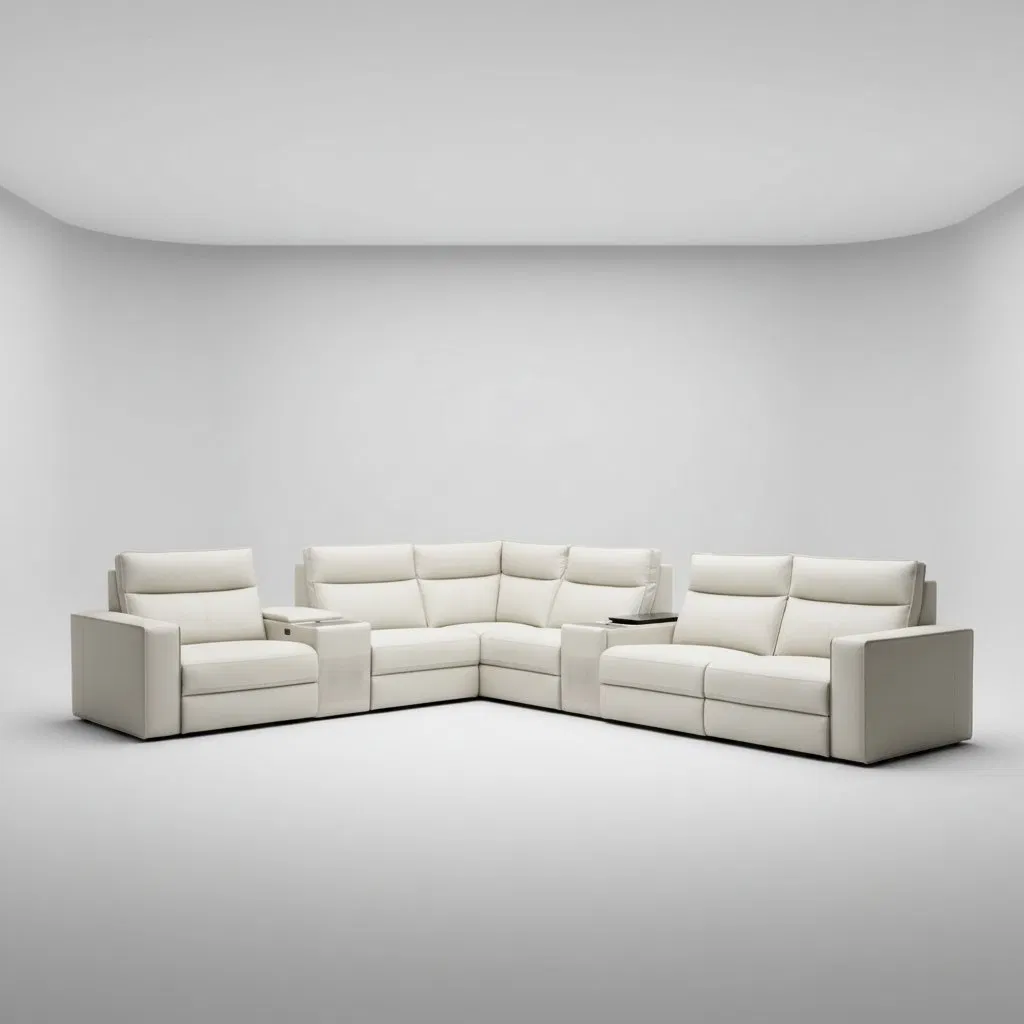 Luxury Corner Electric Recliner Sectional Sofa Set with Adjustable Headrest and USB Ports