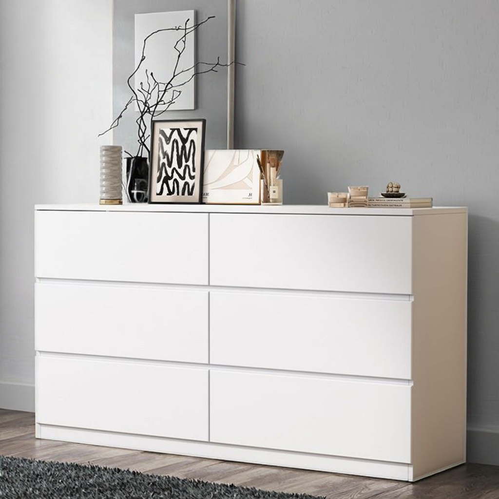 Simple Modern Utility Cabinet Dresser for Household StorageWide Chest of Drawers Nightstand with Wood Top Storage Tower Storage