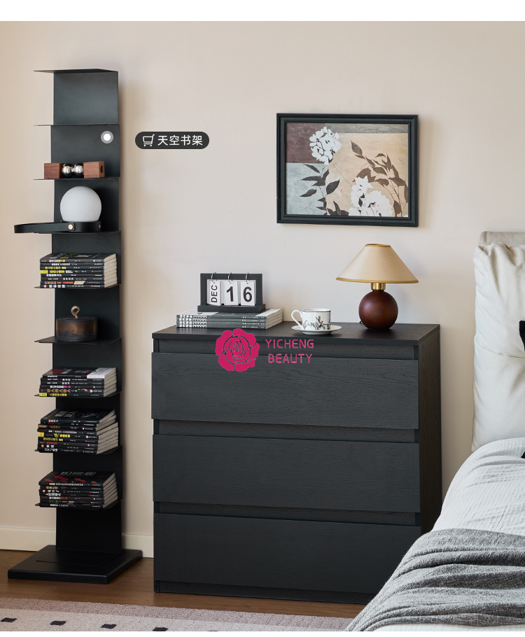 Yicheng Beauty Black 6 Drawer Storage Dresser Bedroom Furniture Wood Storage Cabinet with High Quality