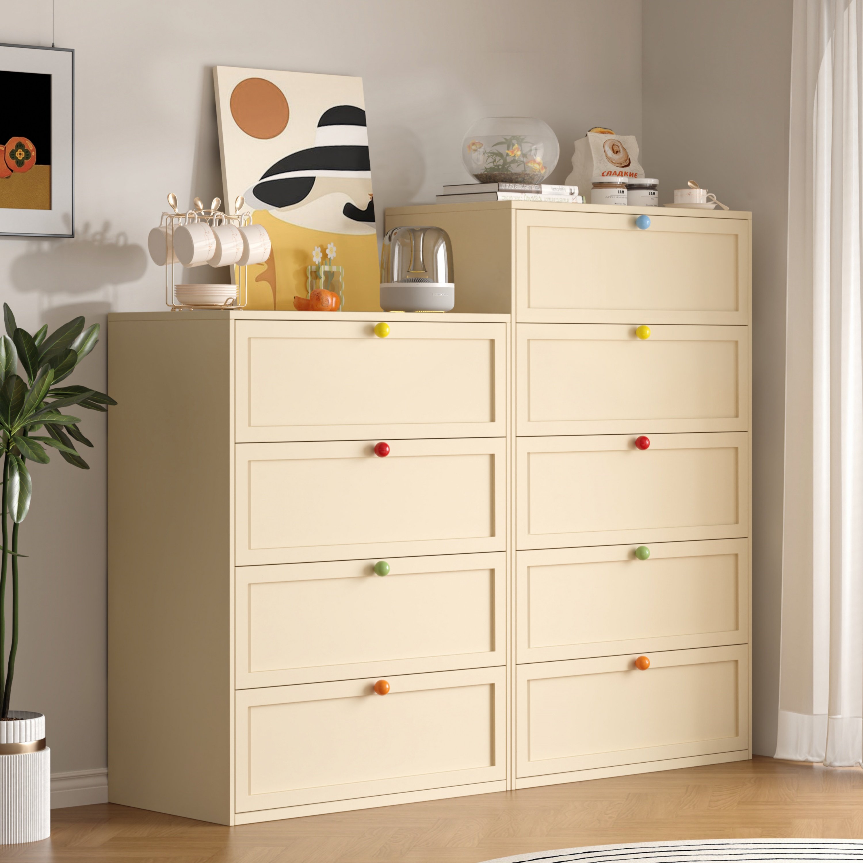 5-Drawer Modern Steel Storage Dresser | High-Capacity Multi-Use Cabinet with Silent Slides for Bedroom Living Room &amp; Hospital