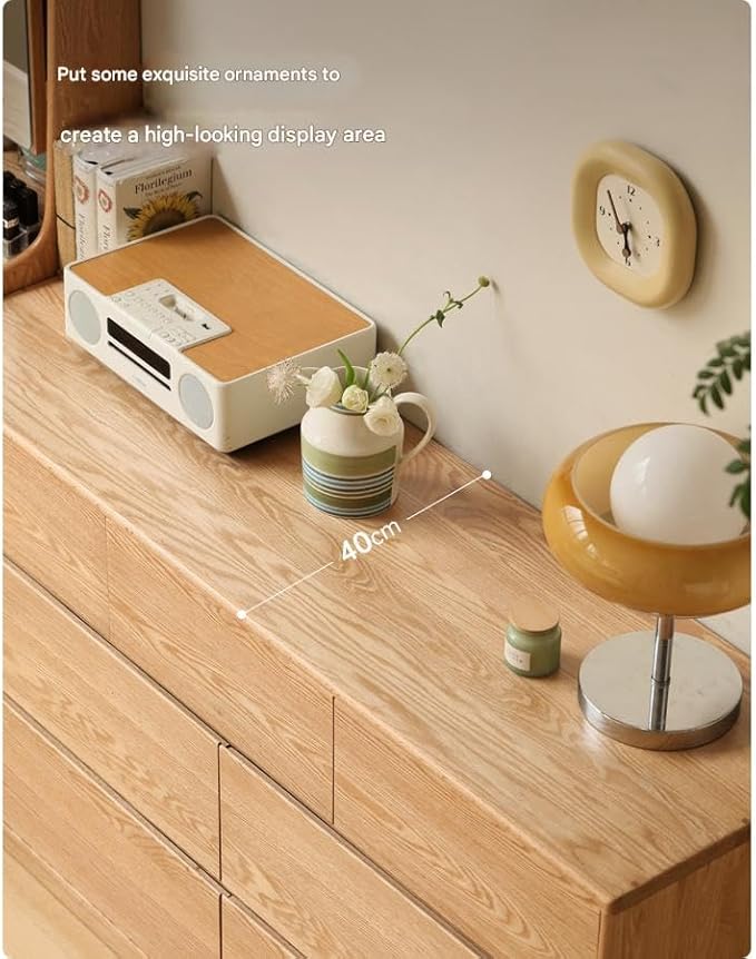 Engineered Wood 9 Drawer Chest, Modern Oak Finish Storage Dresser for Bedroom