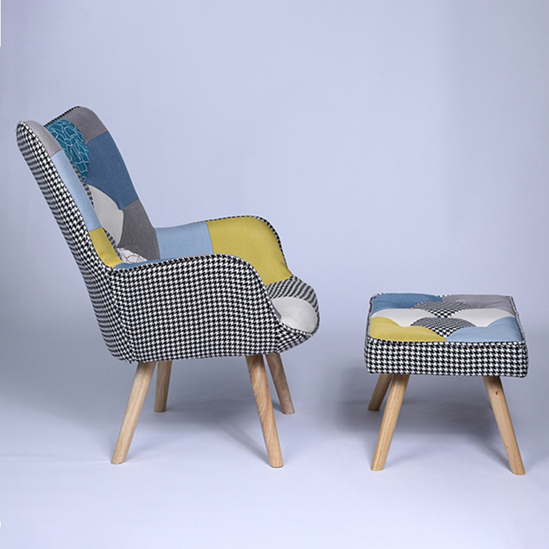 Li&amp;Sung 20016 Modern Design Factory Wholesale Living Room Linen Tufted Fabric Accent Leisure Chair Stool Bedroom Hotel Use