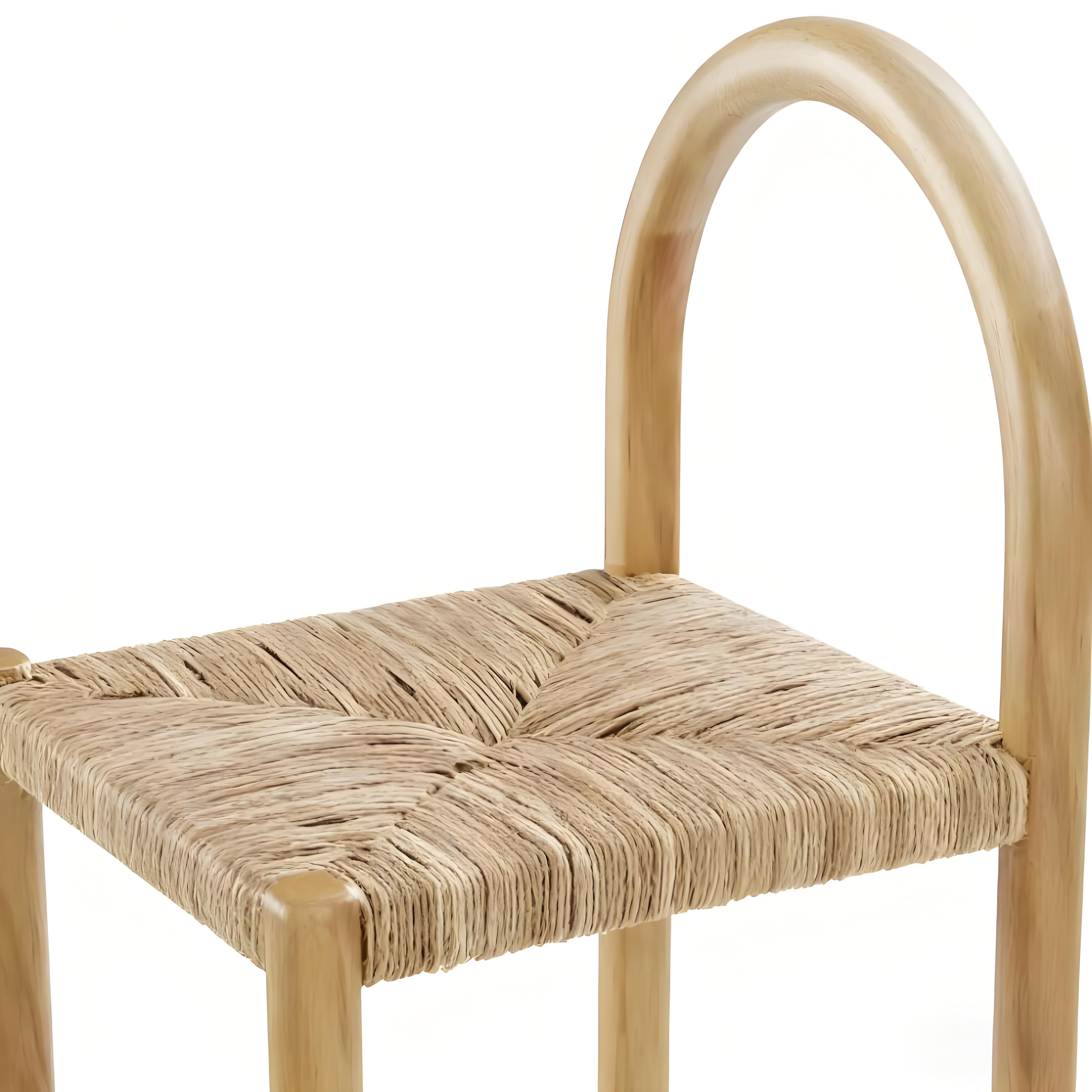 Designer-style Rattan-woven Solid Wood bar Stools, Vintage Chinese Style Island bar Stools