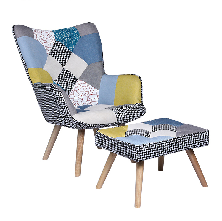 Li&amp;Sung 20016 Modern Design Factory Wholesale Living Room Linen Tufted Fabric Accent Leisure Chair Stool Bedroom Hotel Use