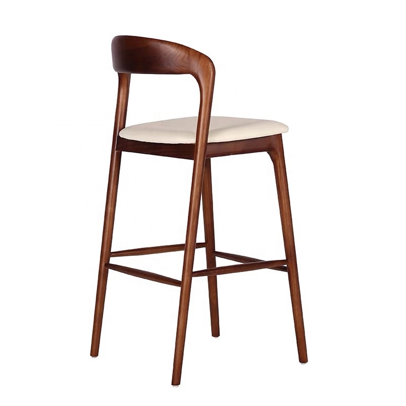 Hot Sale Modern Italian Solid Wood Dining Bar Stool High Chair Bistro Bar Chair