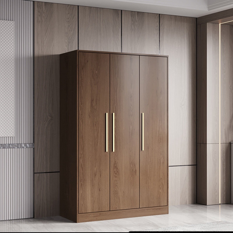 Modern Simple MDF Wooden Wardrobe Bedroom Storage Cabinet Small Apartment Economical Swing Door Armoire Furniture