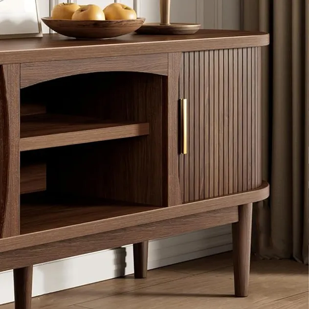 Elegant Walnut Color Media Console for Living Room TV