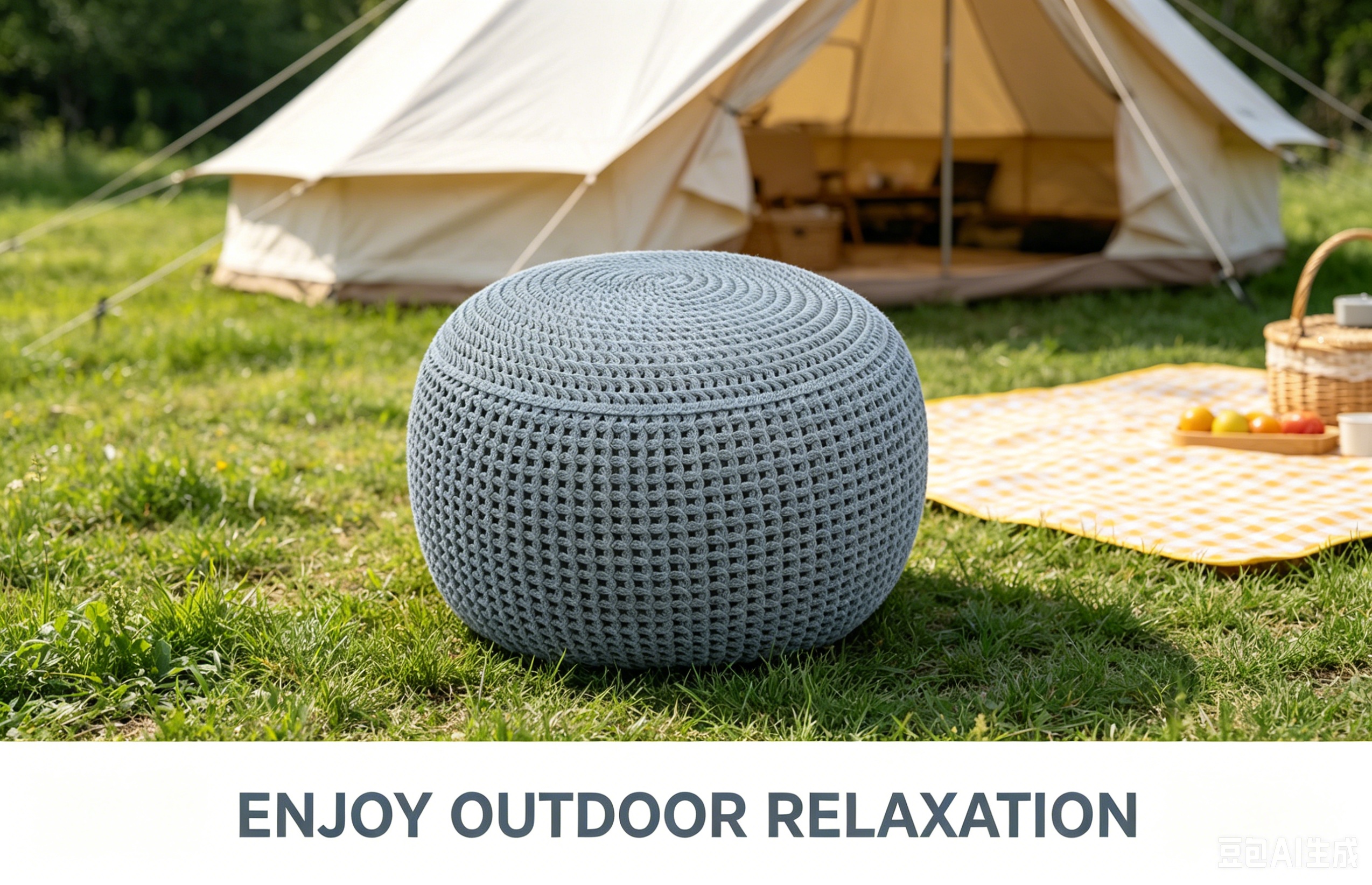 Knitted Stackable Foldable Pouf Ottoman Adjustable Soft Multifunctional Portable Stool for Bedroom Apartment Entry &amp; Outdoor Use