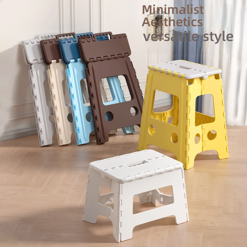 Modern Plastic Foldable Lightweight Storage Ottoman Stool-Heavy-Duty Non-Slip Child-Safe for Dining Travelling Bedroom Gym