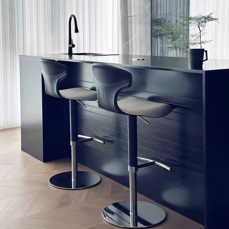 PU Leather Padded Counter Height Commercial Modern Adjustable Metal High Back Swivel Bar Stool
