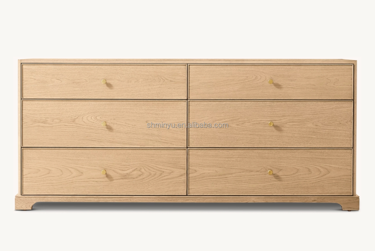 Minyu 2024 New Design Luxury Classic Solid Wood 6-drawer Dressers Living Room Furniture Chest Cabinet