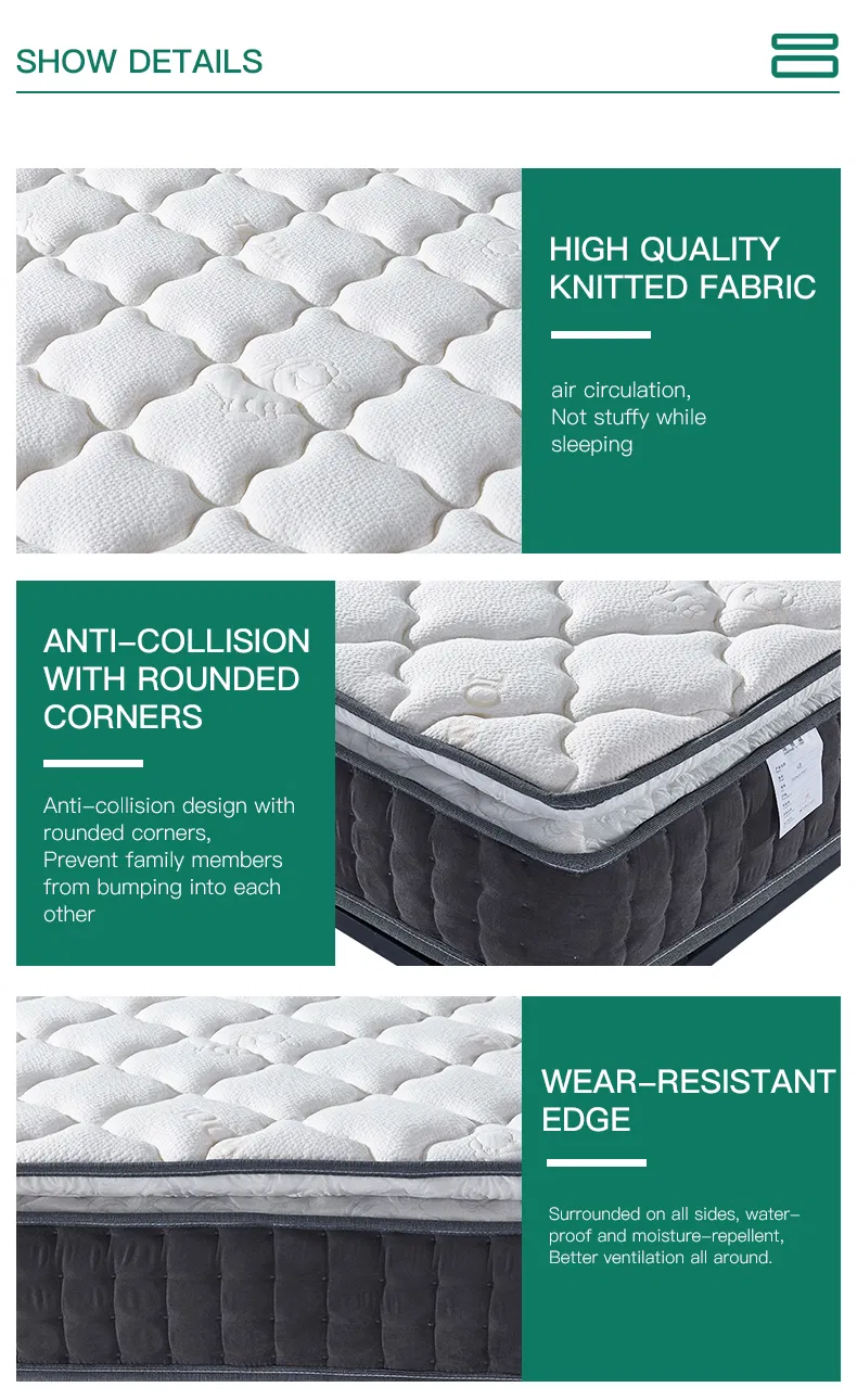 Removable Cover Pocket Spring Hotel Living Bedroom Furniture Memory Foam Bed Mattress